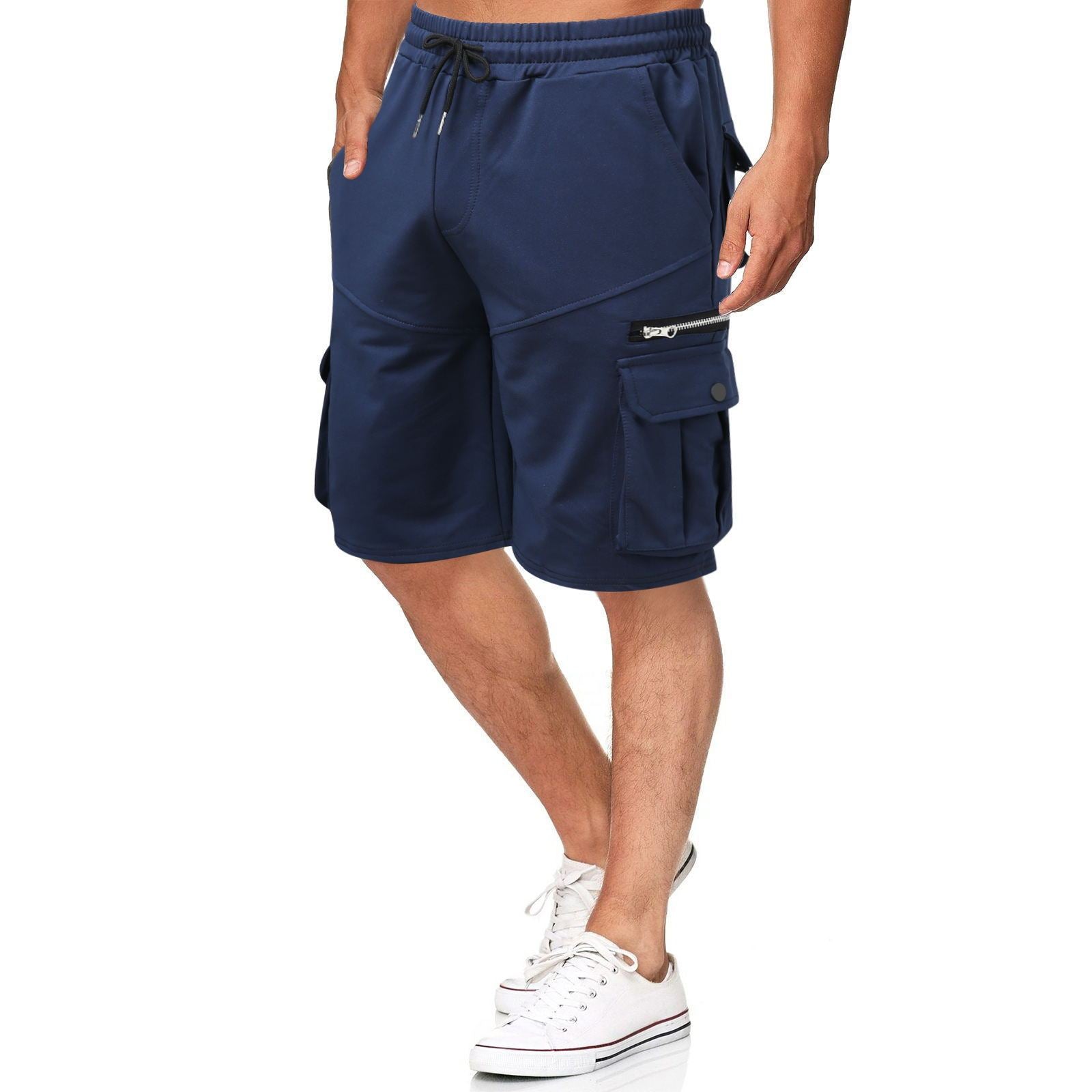Summer Men's Double Pocket Zipper Casual Workwear Fitness Sports Shorts