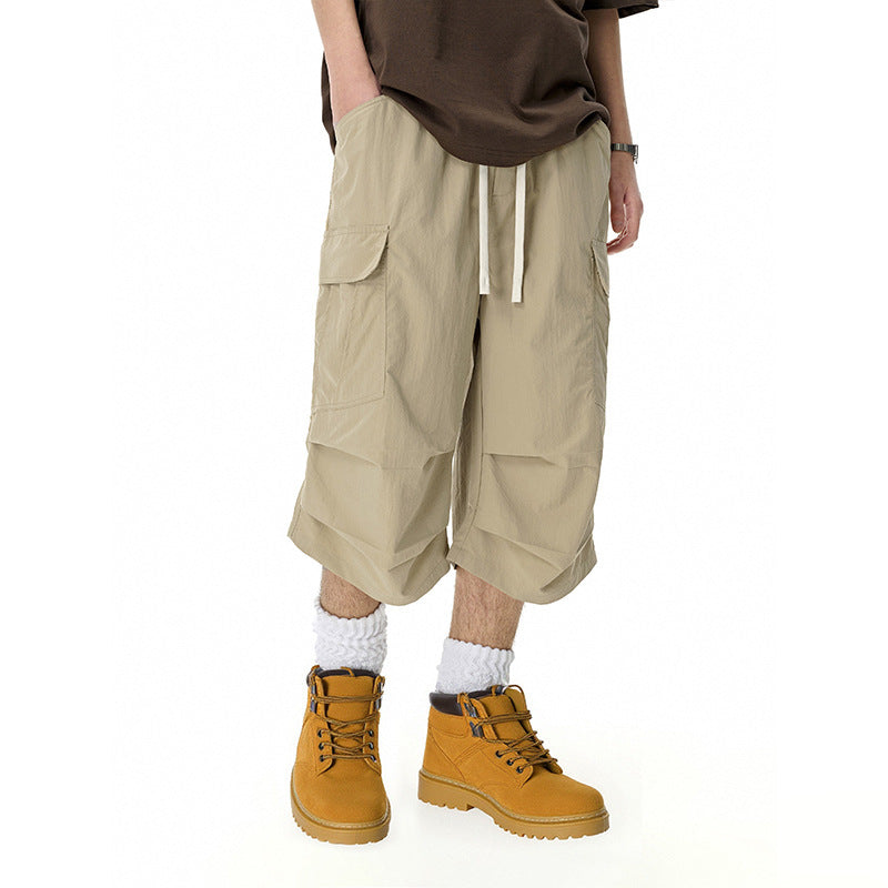 Cargo Pocket Cropped Pants Japanese American Style