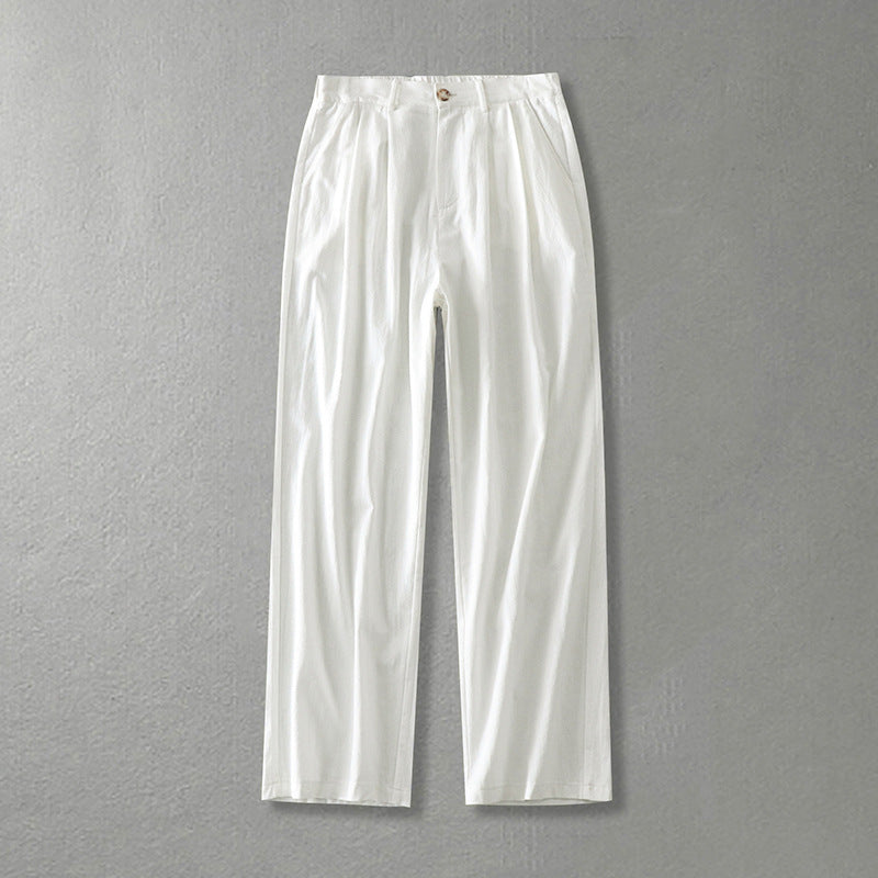 Cotton Linen Pants Men's Autumn Loose Straight