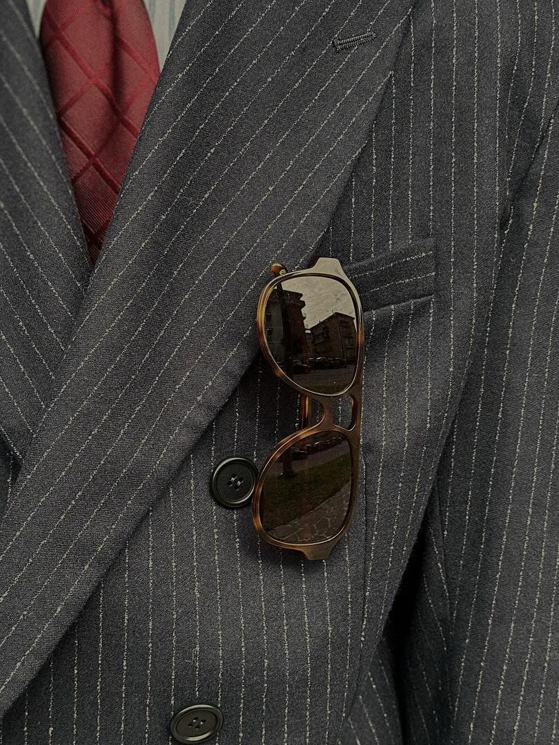 Classic Double - Breasted Pinstripe Men's Suit