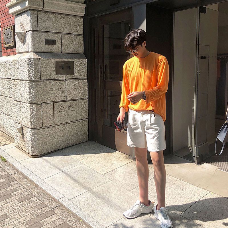 Men's Solid Color Loose Long Sleeves T-shirt