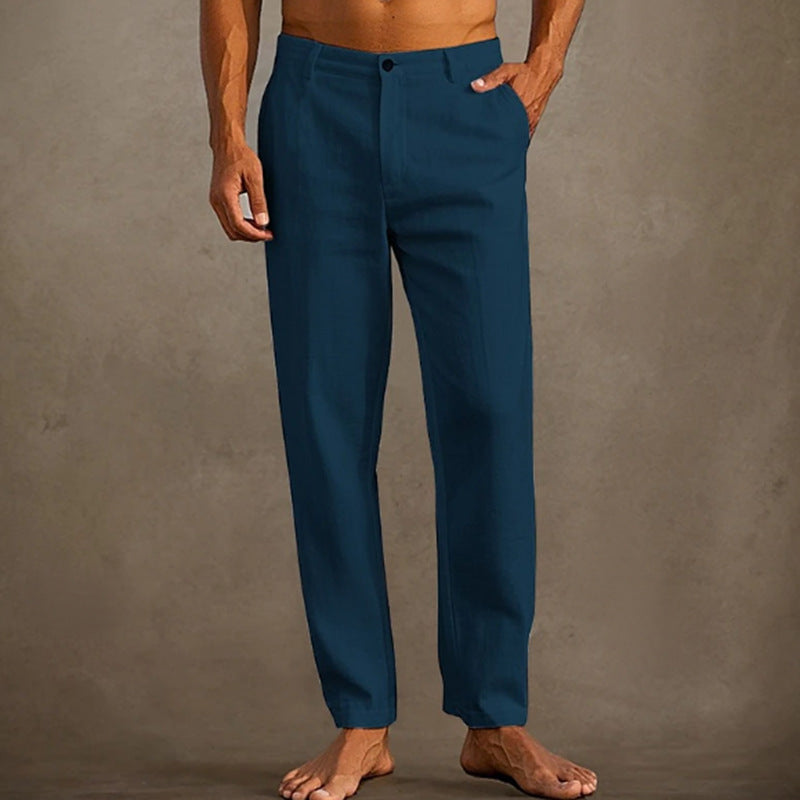 Men's Linen Beach Diagonal Pocket Cool Comfortable Breathable Skinny Pants