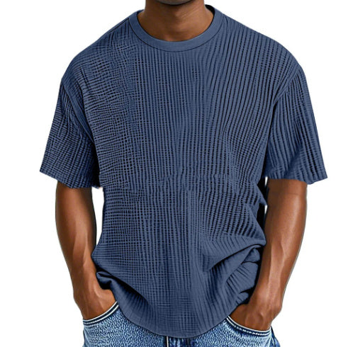 Casual Pure Color Comfort Waffle Short Sleeve
