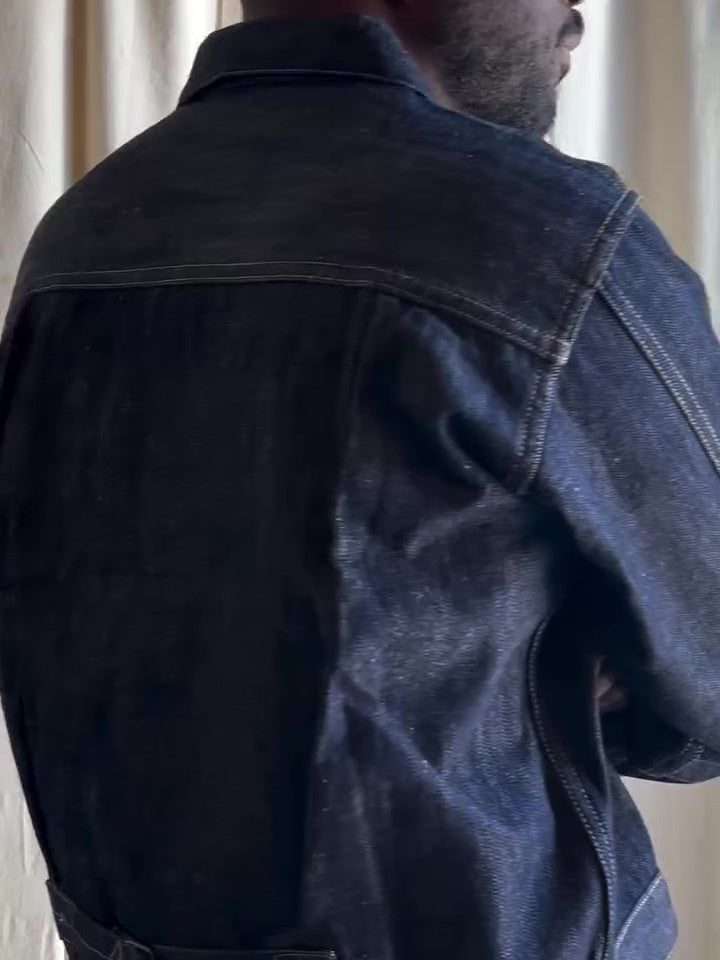 Dark Denim Classic-collar Button-up Denim Jacket