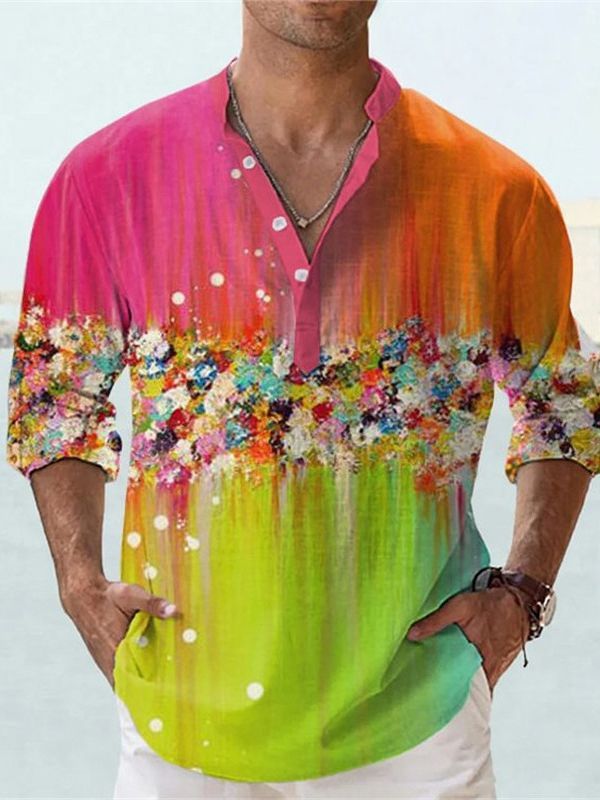 European And American 3D Digital Thermal Transfer Short Sleeve Shirt