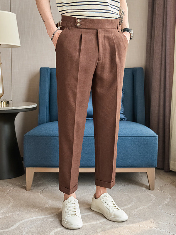 Cotton And Linen Texture Fabric Casual Suit Pants