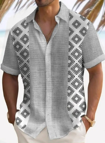Beach Striped Shirt Short Sleeve Men