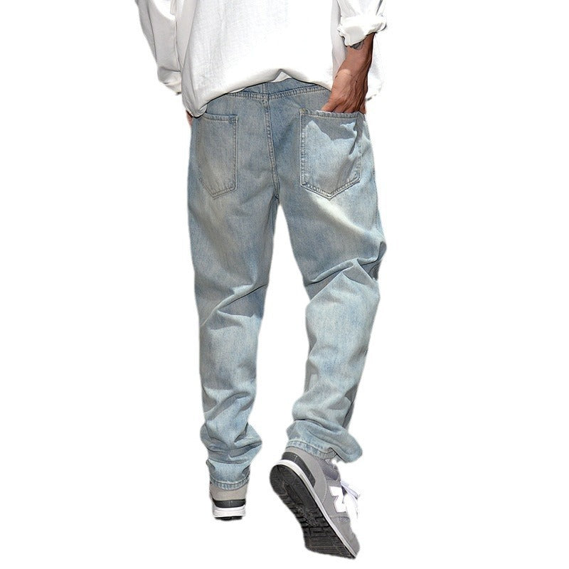 Fashionable All-match Light Blue Jeans For Men