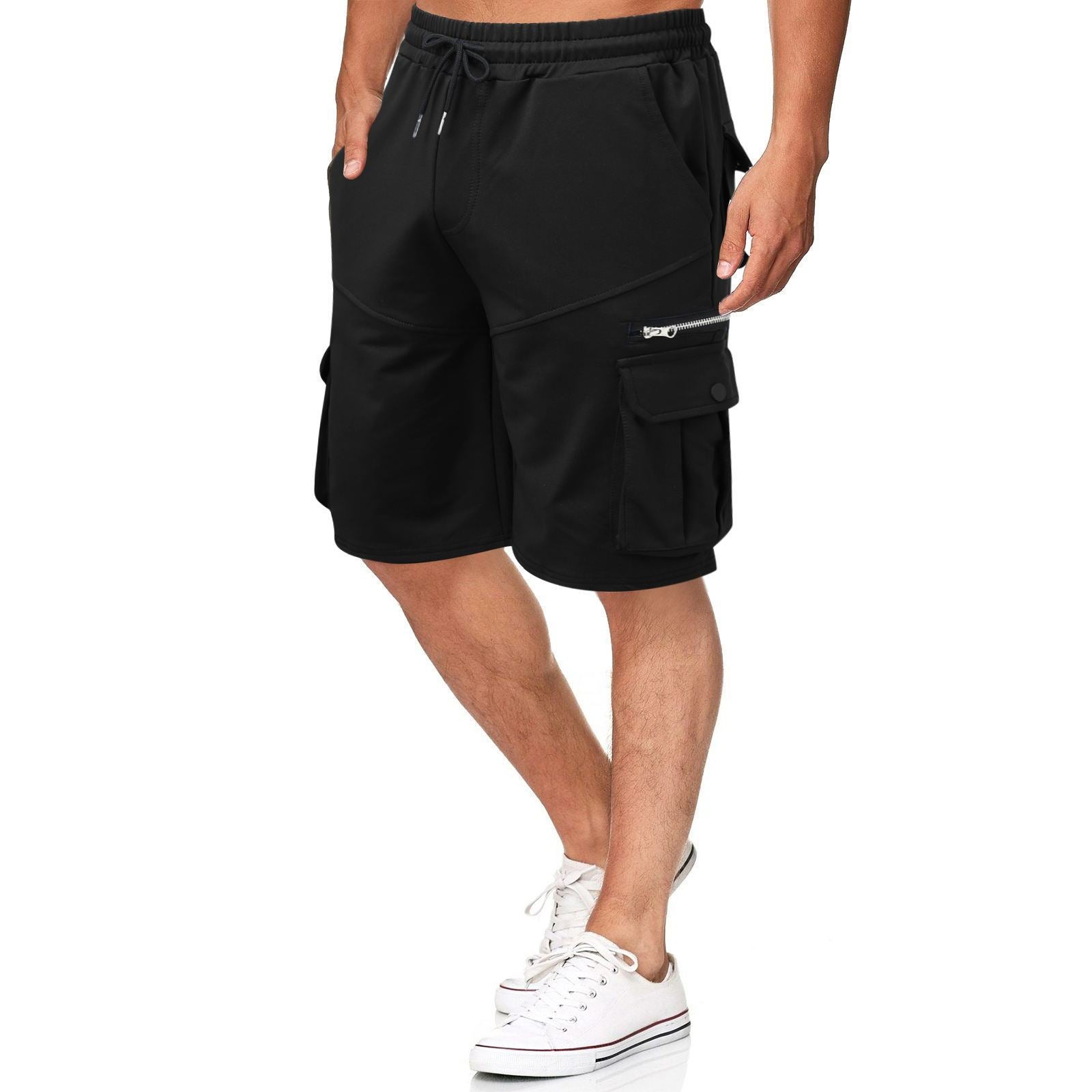 Summer Men's Double Pocket Zipper Casual Workwear Fitness Sports Shorts