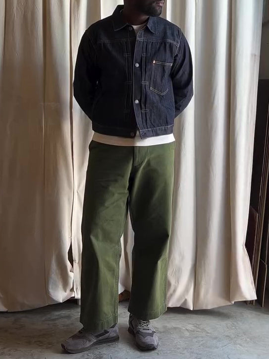 Dark Denim Classic-collar Button-up Denim Jacket