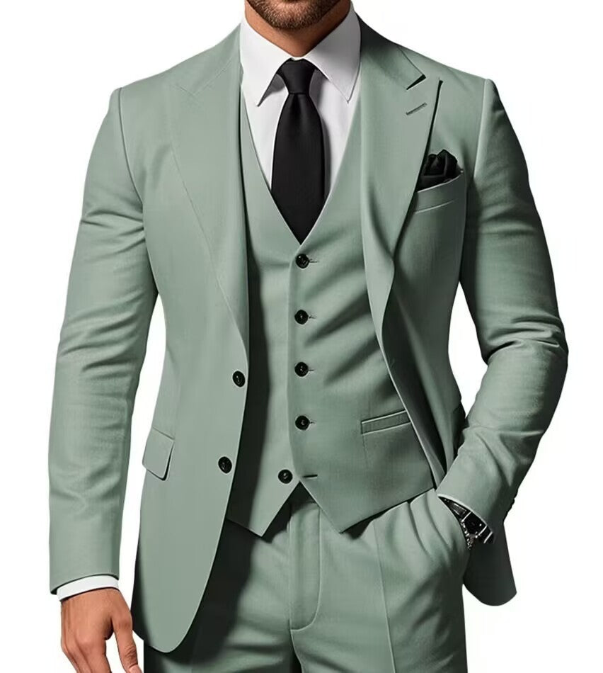 Business Casual Men's Three-piece Suit For Bridegroom Men's Wedding