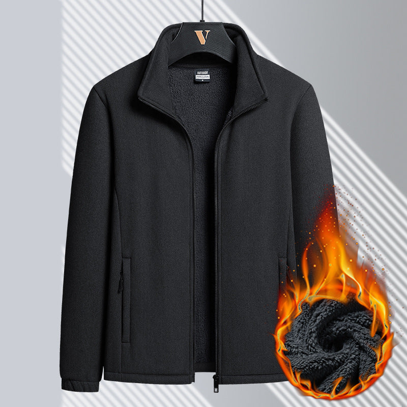 Berber Fleece Coat Men's Sweater Cardigan Stand-up Collar Thick Top