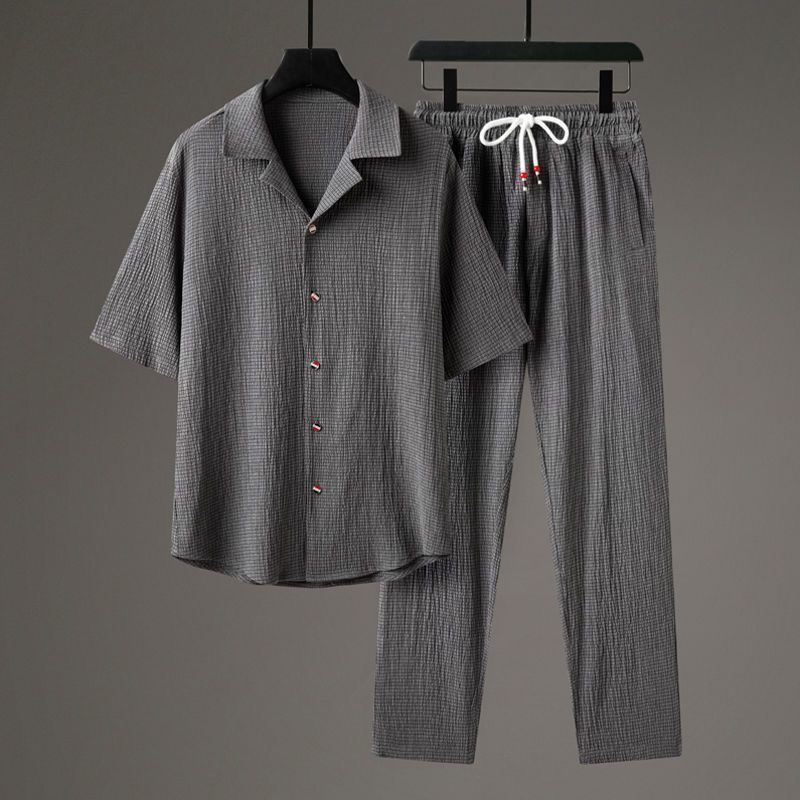Casual Men's Sports High-end Half Sleeve Chinese Style Two-piece Set