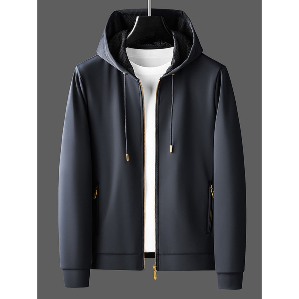 Contrast Color Men's Thickened Two-piece Suit Sweater Zipper Casual Suit