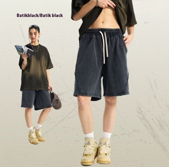 Batik Washed Patch Craft Retro Heavy Men's Trendy Shorts