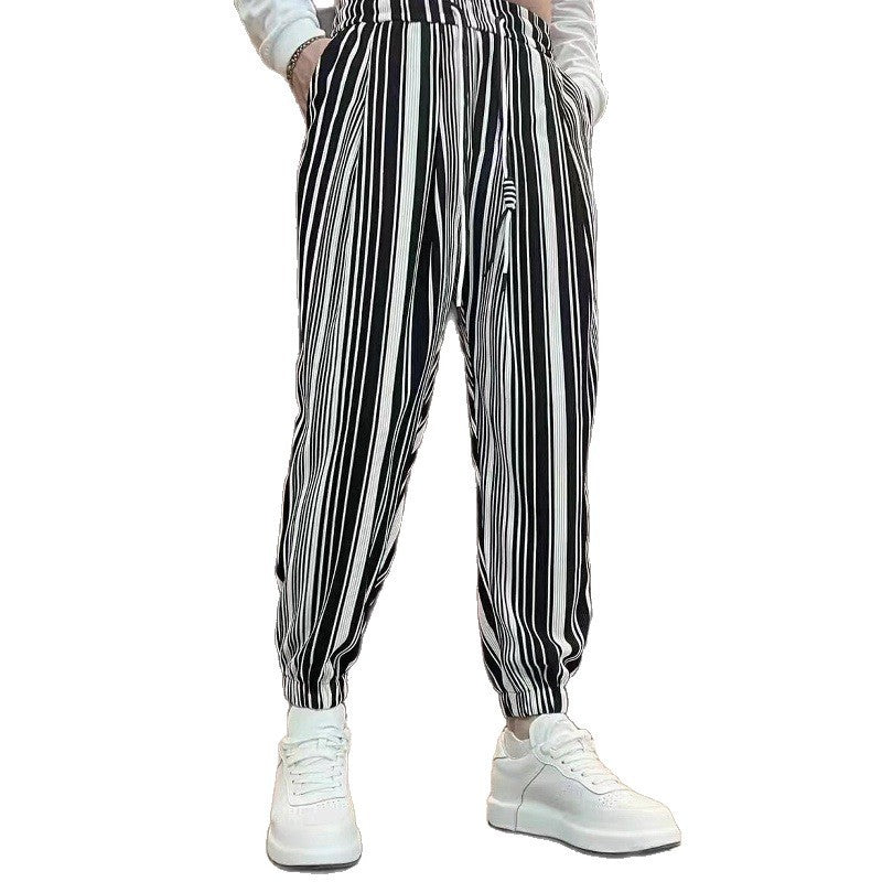Men's Ankle-tied Harlan Casual Thin Cropped High-grade Sense Ice Silk Pants
