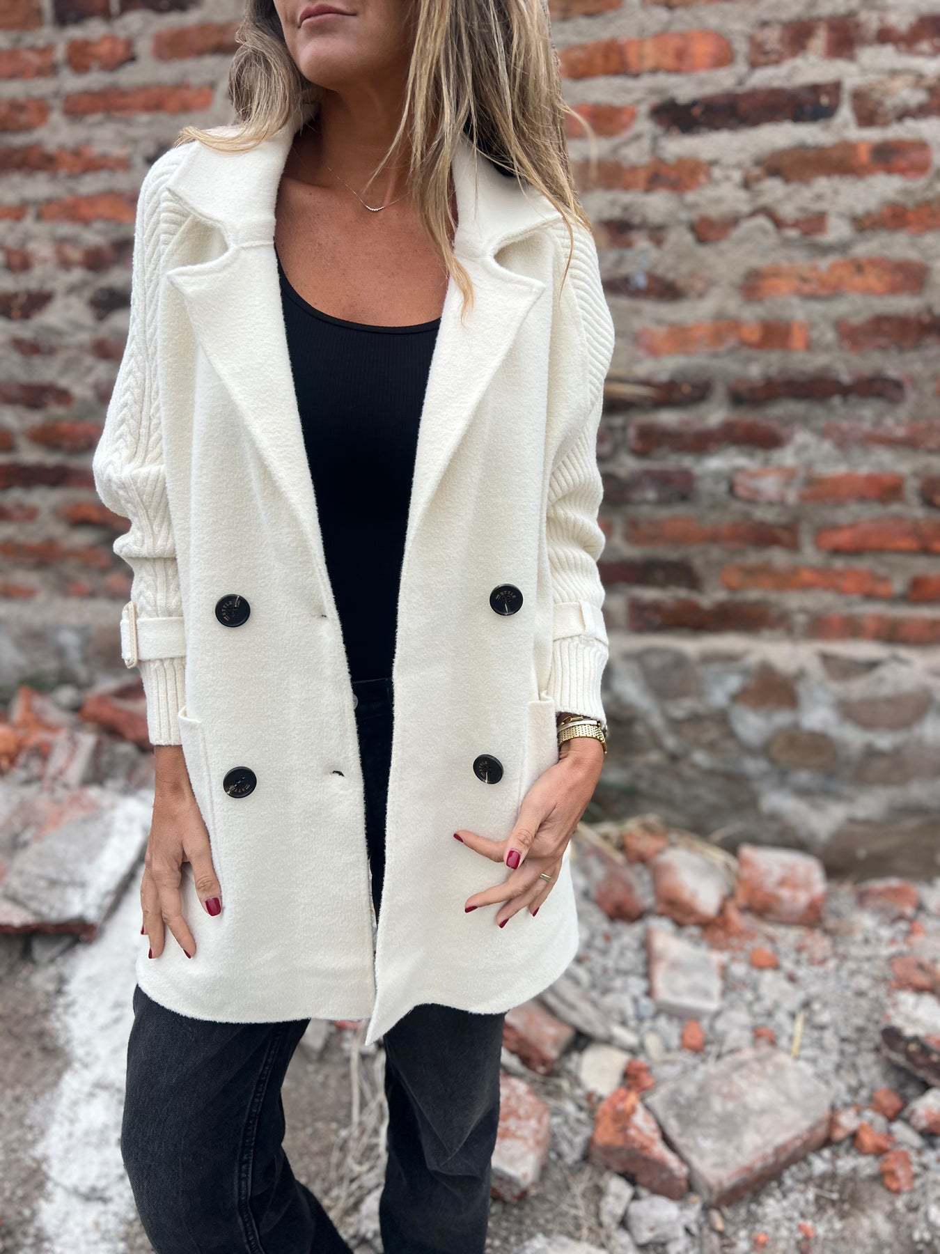 European And American Knitted Double-faced Woolen Goods Mid-length Coat