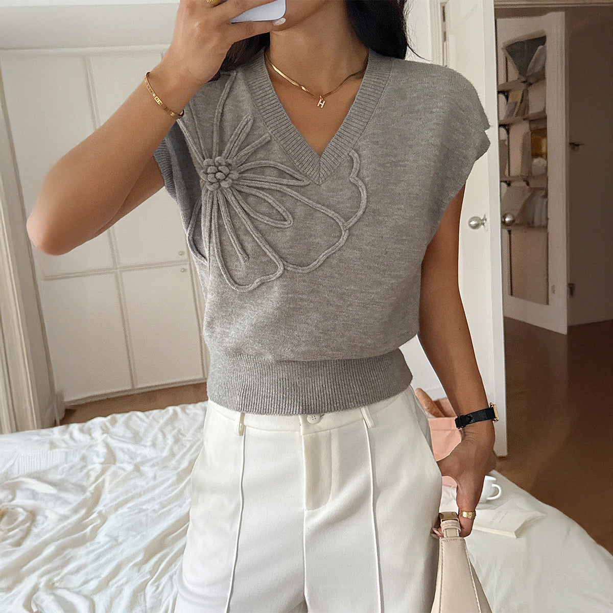 Fashion Casual Solid Color T-shirt Sweater Women
