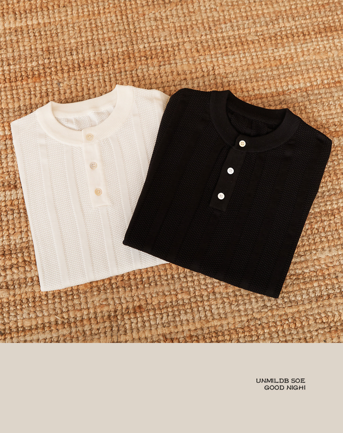 Cotton Sunken Stripe Henry Collar Casual Men's Knitted Short-sleeved T-shirt