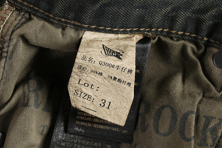 American-style High-end Heavy Washed Vintage Blue Jeans