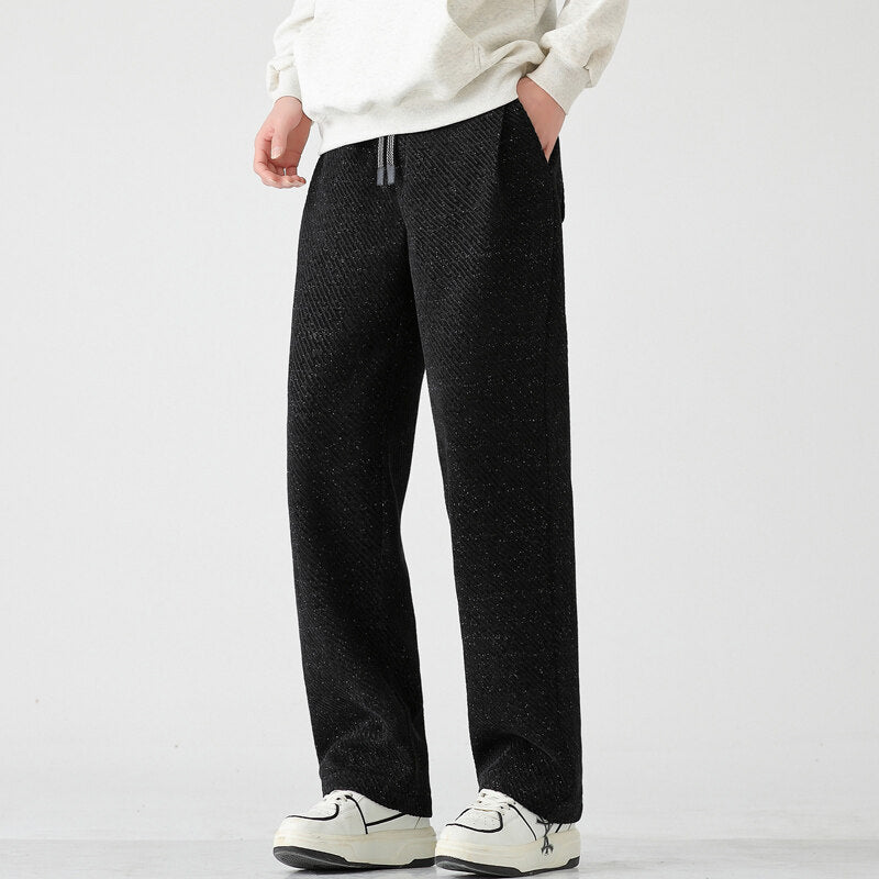 Chenille Slanted Stripe Casual Pants Men's Loose Wide-leg Pants Silver Silk Sweatpants