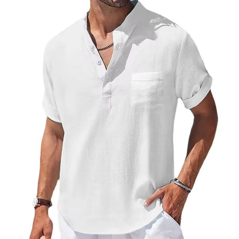 Cotton Linen Linen Men's Short-sleeved T-shirt