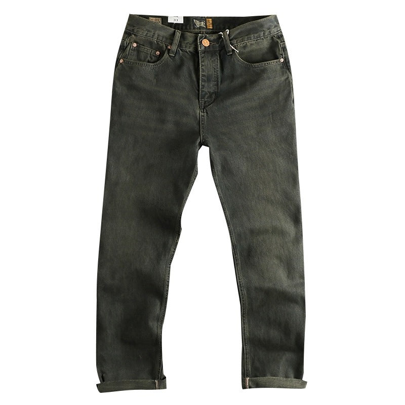 American-style High-end Heavy Washed Vintage Blue Jeans