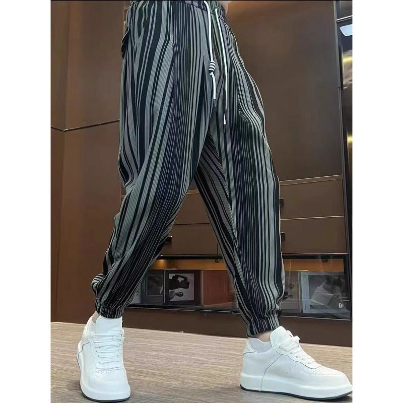 Men's Ankle-tied Harlan Casual Thin Cropped High-grade Sense Ice Silk Pants