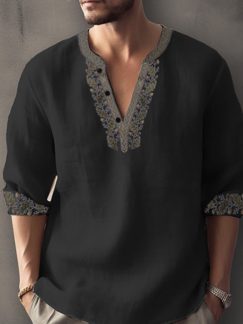 3D Digital Printing Bamboo Linen Long Sleeve European And American