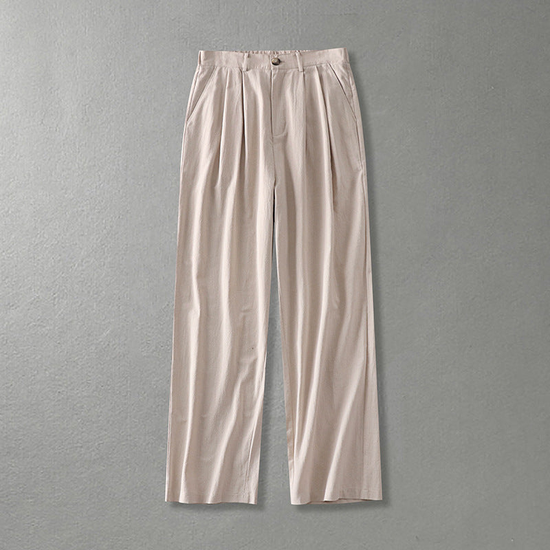 Cotton Linen Pants Men's Autumn Loose Straight
