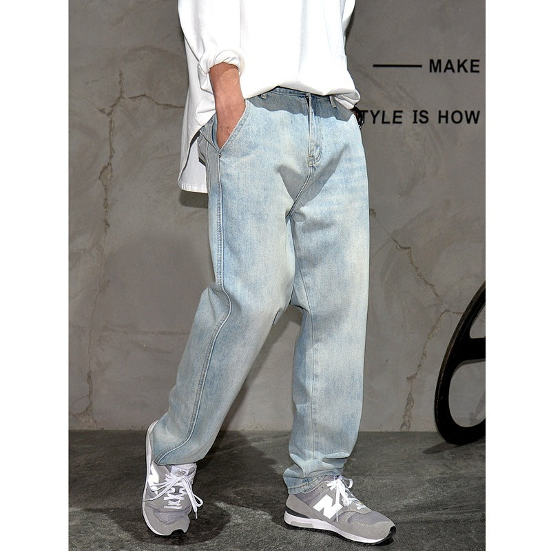 Fashionable All-match Light Blue Jeans For Men