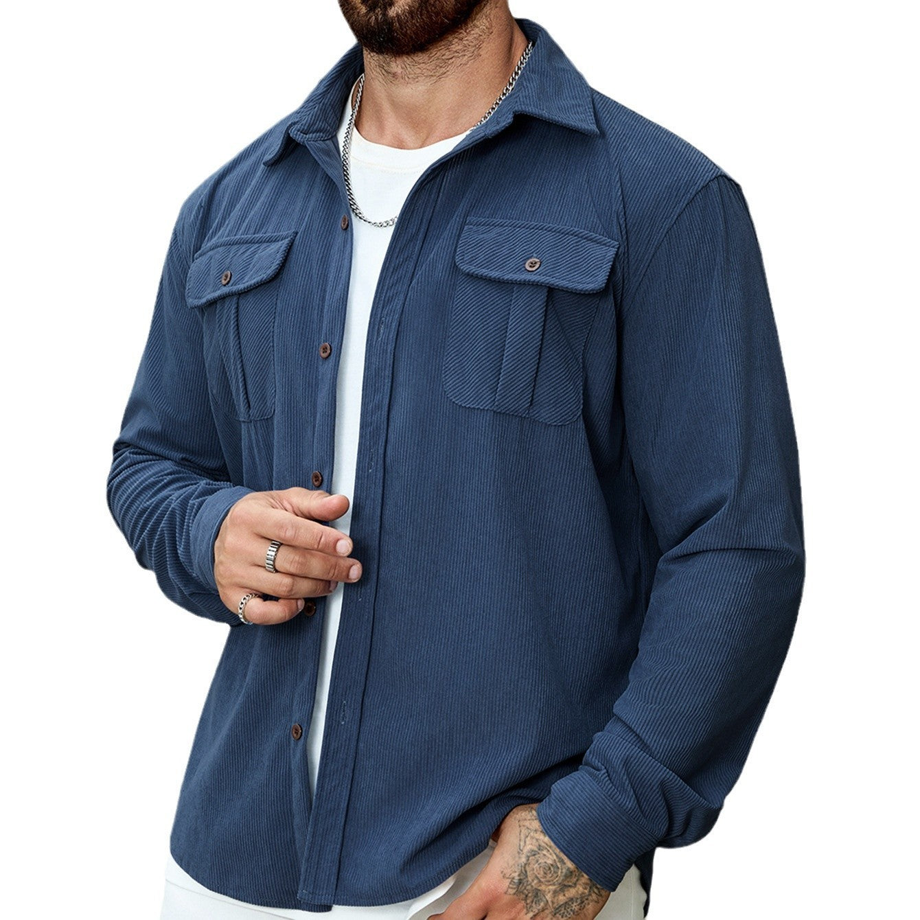 Corduroy Tooling Thick Long Sleeves Coat Shirt Outdoor Casual Retro