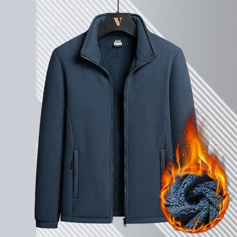 Berber Fleece Coat Men's Sweater Cardigan Stand-up Collar Thick Top