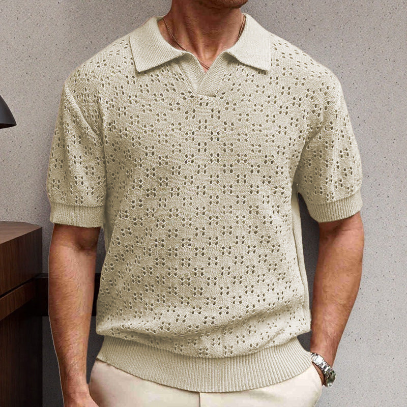 Fashion Dovetail Collar Tencel Men's Casual Sweater