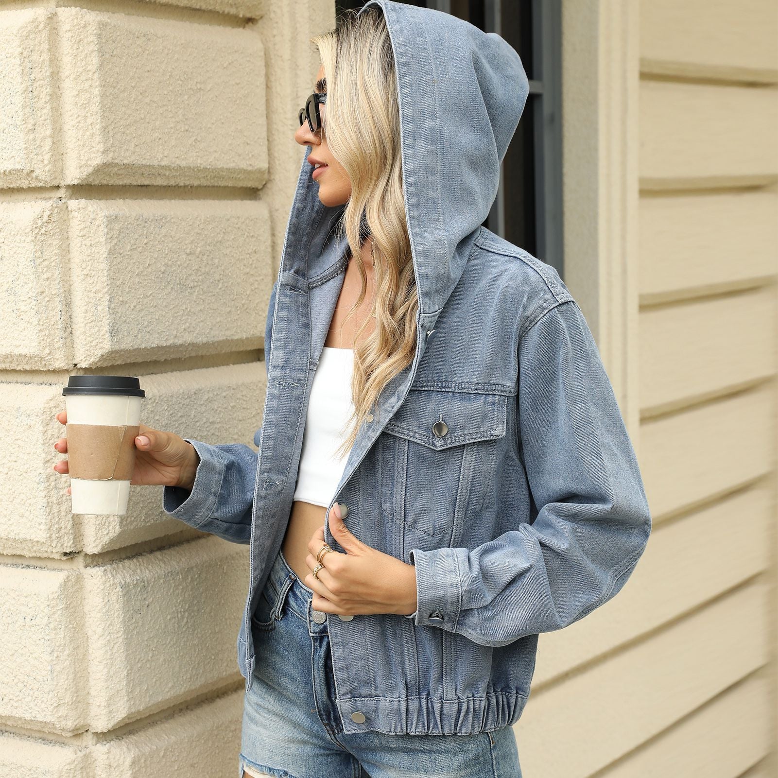 Women's New Washed Hooded Denim Jacket Jacket Top