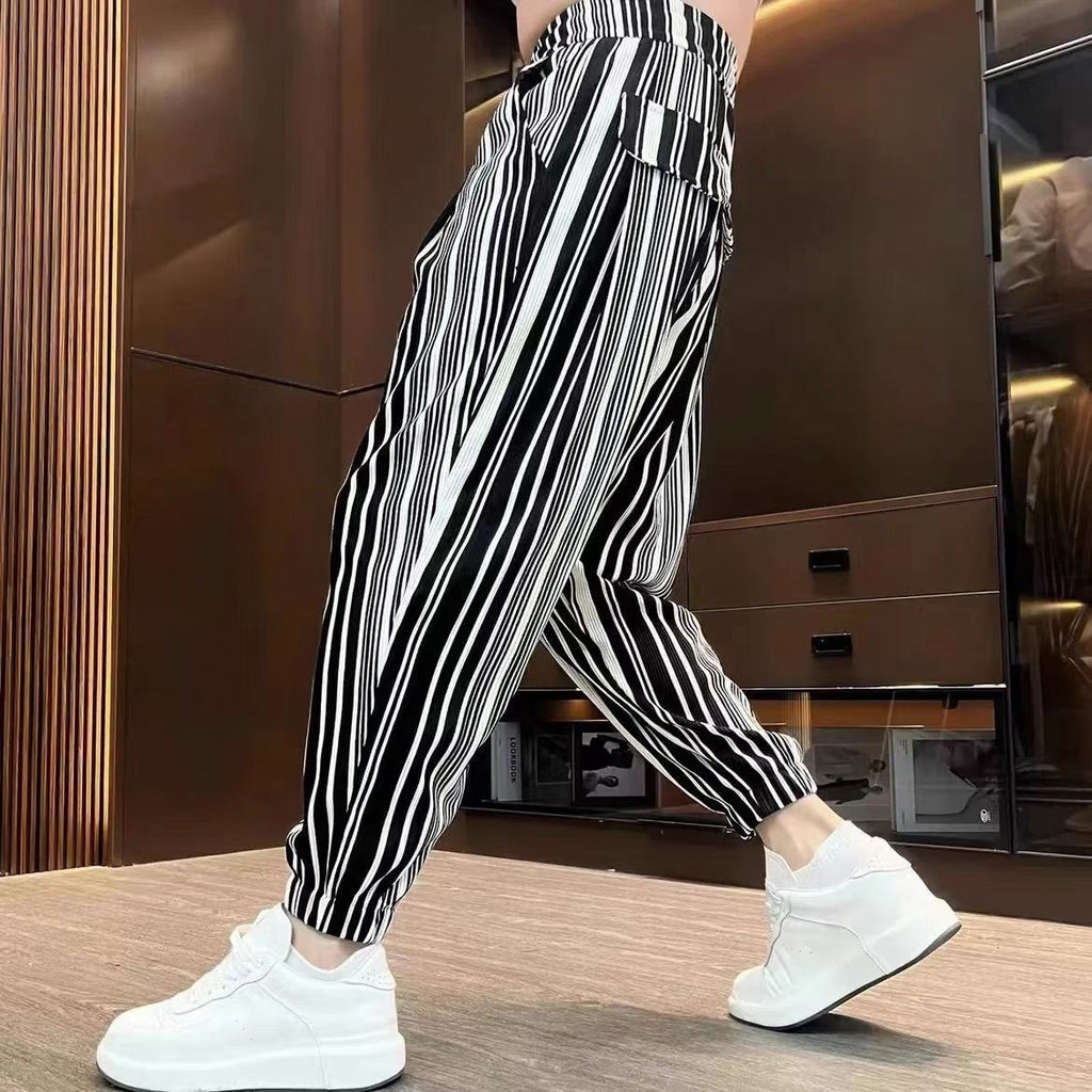 Men's Ankle-tied Harlan Casual Thin Cropped High-grade Sense Ice Silk Pants