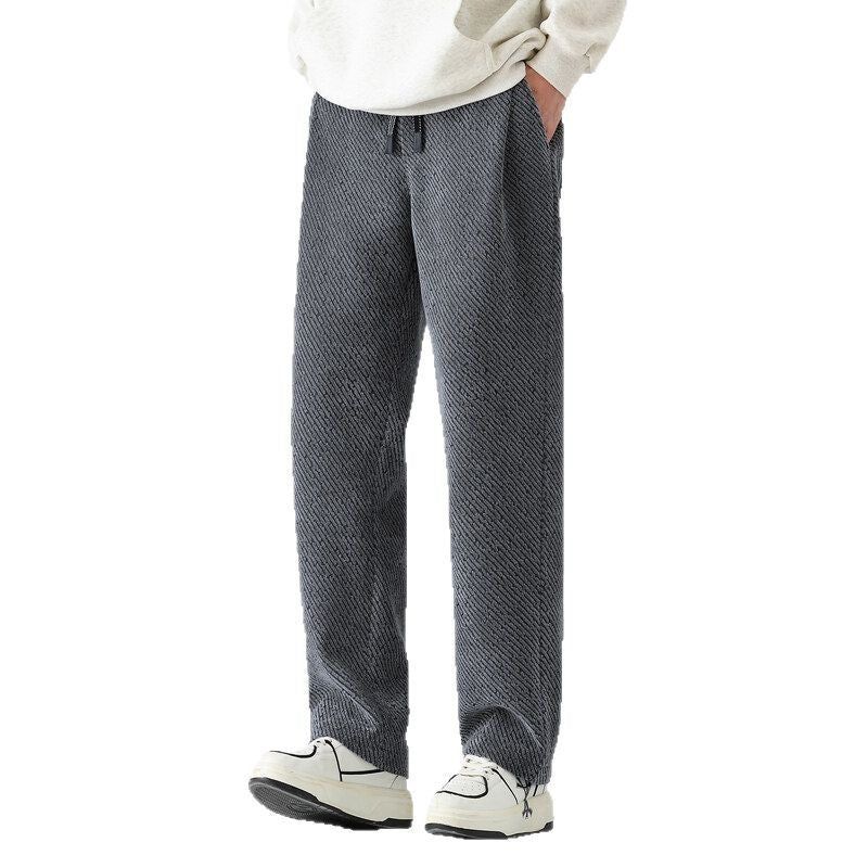 Chenille Slanted Stripe Casual Pants Men's Loose Wide-leg Pants Silver Silk Sweatpants