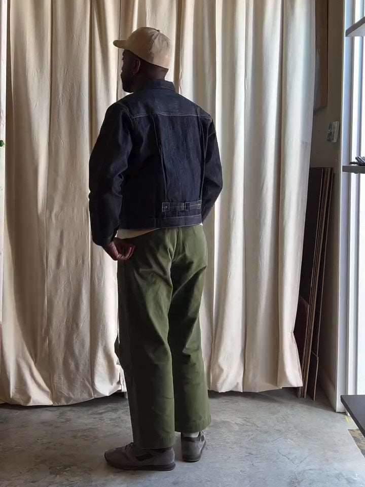 Dark Denim Classic-collar Button-up Denim Jacket