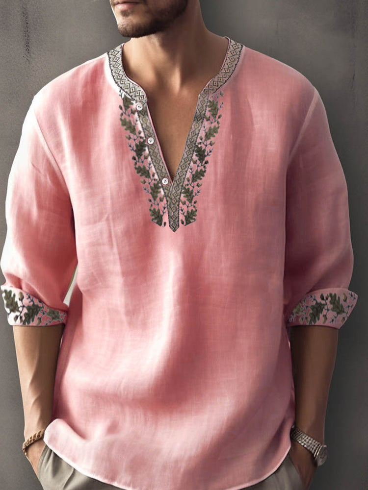 3D Digital Printing Bamboo Linen Long Sleeve European And American