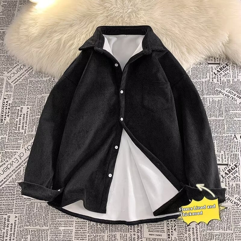 Fleece Thermal Long Sleeves Lapel Shirt Coat