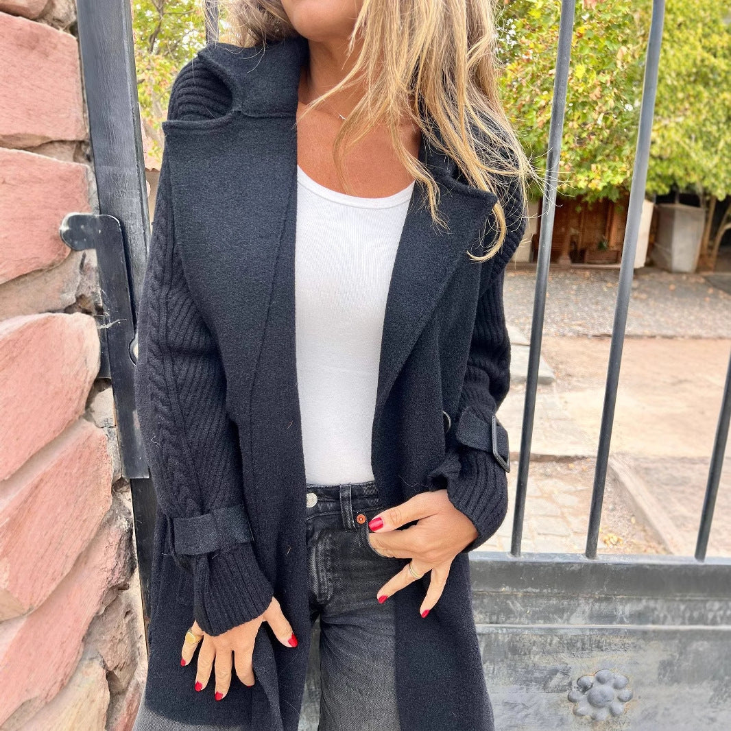 European And American Knitted Double-faced Woolen Goods Mid-length Coat