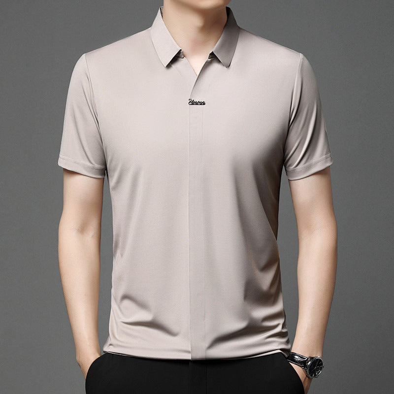 Ice Silk Short Sleeve Men's Fashion Casual Lapel
