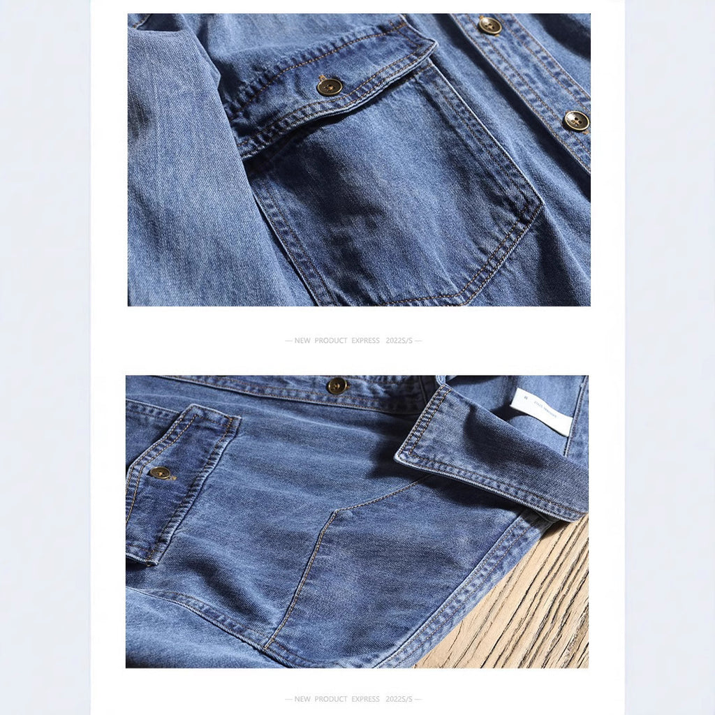 Loose Fashion Brand Long Sleeve Denim Shirt Couple Thin Top