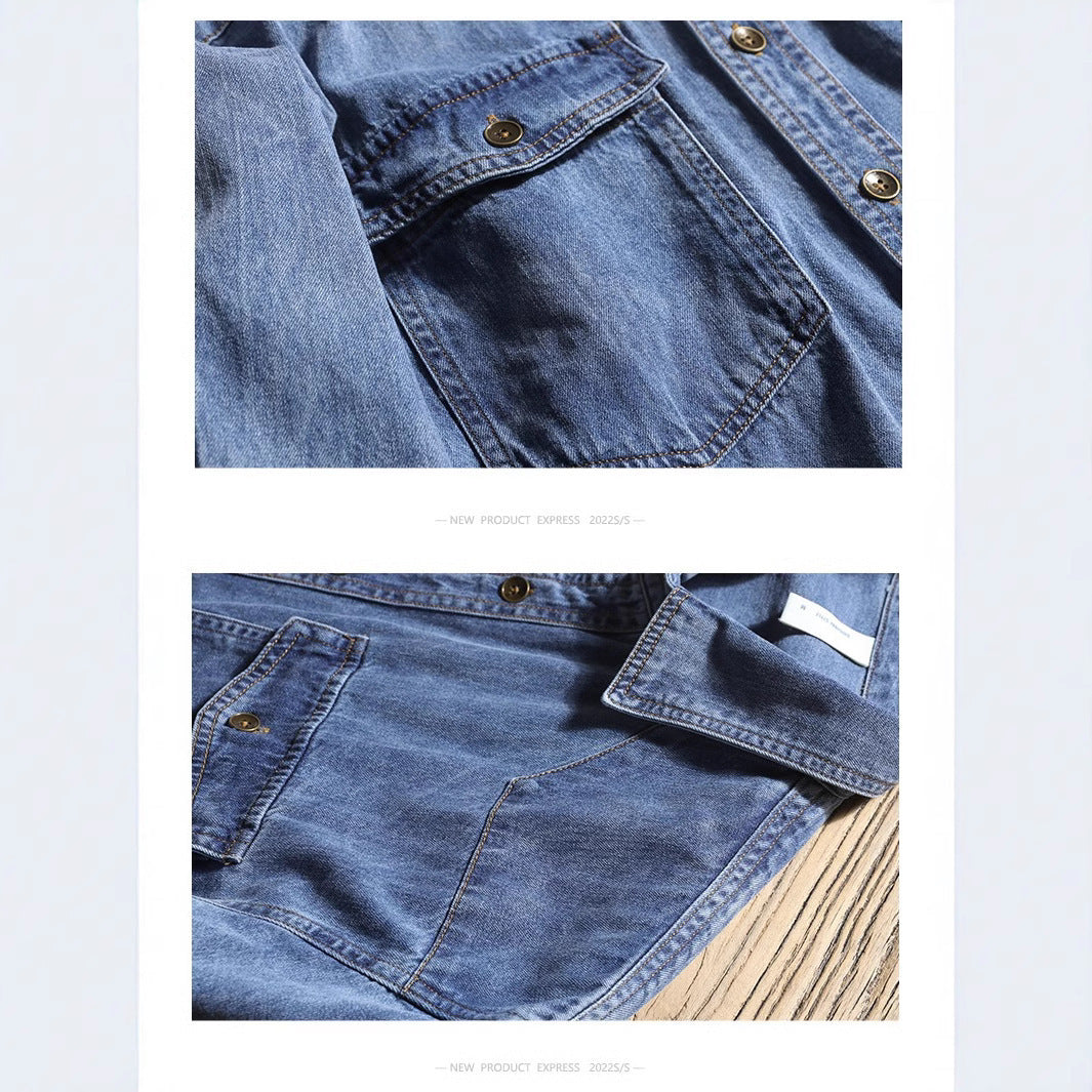 Loose Fashion Brand Long Sleeve Denim Shirt Couple Thin Top