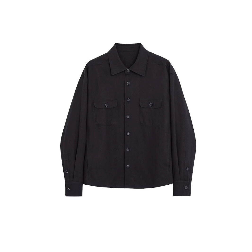 Cotton Fabric Lapel Simple Profile Shirt