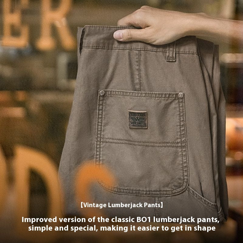 Fashion Retro Canvas Straight Casual Pants Men