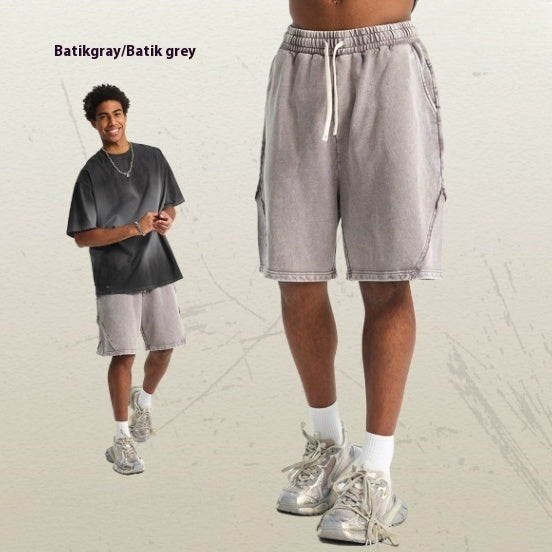 Batik Washed Patch Craft Retro Heavy Men's Trendy Shorts