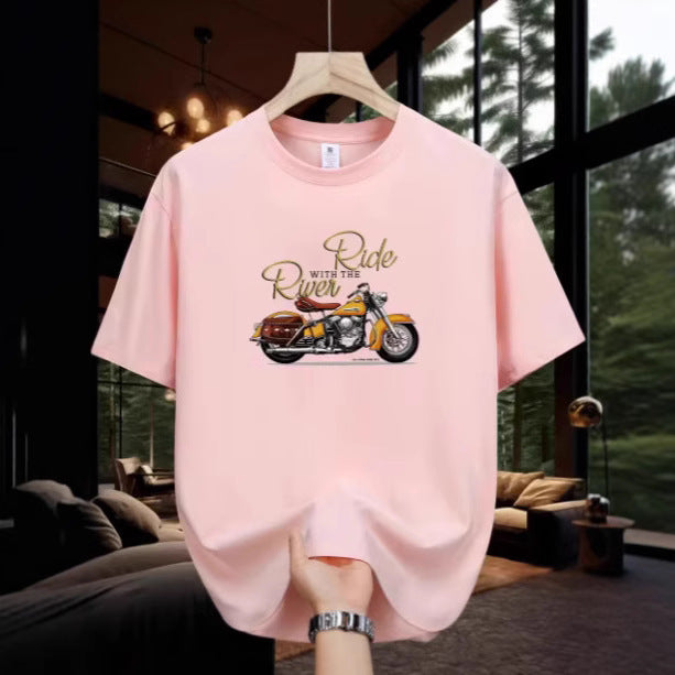Men's Fashion Casual Loose Plus Size Motorcycle Pattern Printed T-shirt