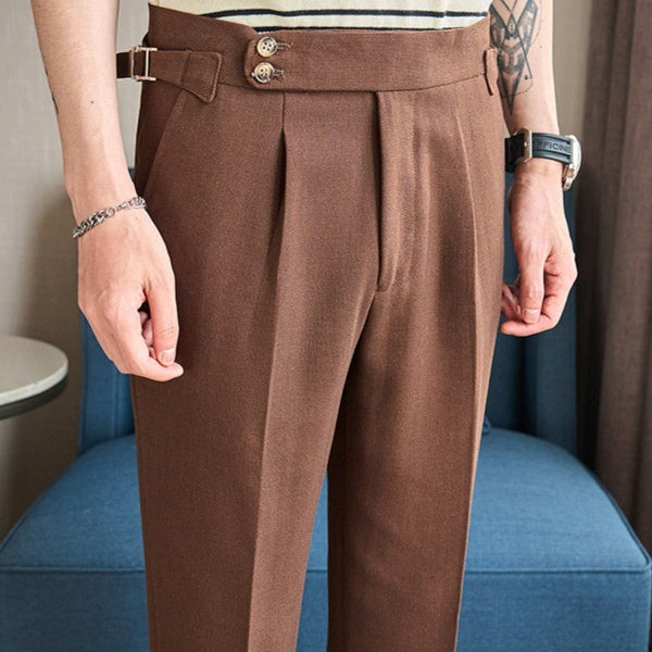 Cotton And Linen Texture Fabric Casual Suit Pants