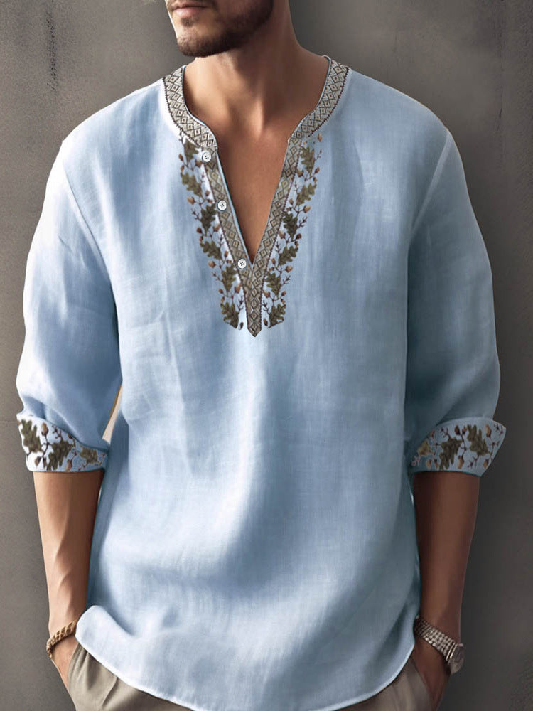 3D Digital Printing Bamboo Linen Long Sleeve European And American